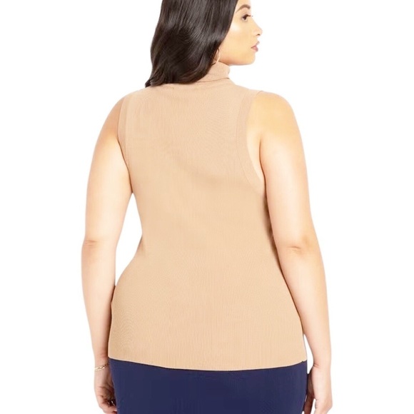 Eloquii Turtleneck Layering Ribbed Knit Cream Sweater Sleeveless Size 18/20 - Picture 4 of 11
